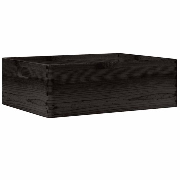 Cutie din lemn cu mânere negru 40x30x13 cm lemn masiv de pin - Img 2