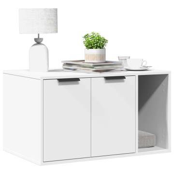 Cutie litieră pisici alb 80x50x45 cm lemn prelucrat - Img 1