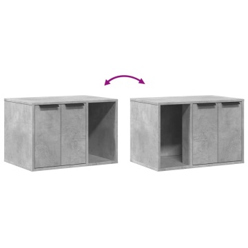 Cutie litieră pisici gri beton 60x40x40 cm lemn prelucrat - Img 7