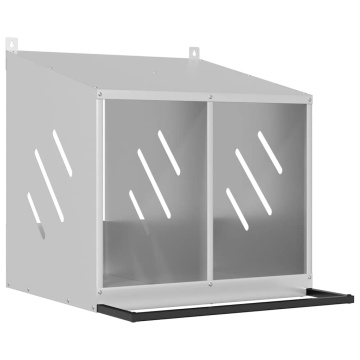Cutie pentru pui cu 2 compartimente, metal argintiu galvanizat - Img 2