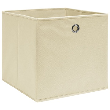 Cutii de depozitare, 10 buc., crem, 32x32x32 cm, textil - Img 2