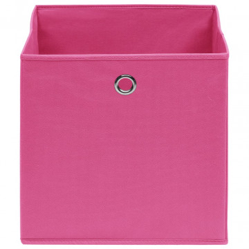 Cutii de depozitare, 4 buc., roz, 32x32x32 cm, textil - Img 3