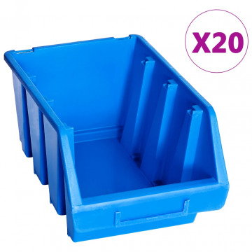 Cutii de depozitare stivuibile, 20 buc., albastru, plastic - Img 1