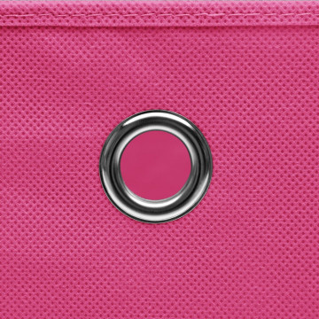 Cutii depozitare, 10 buc., roz, 32x32x32 cm, textil - Img 4
