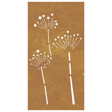 Decor perete de grădină 105x55 cm design flori oțel Corten - Img 4