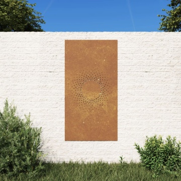 Decor perete de grădină 105x55 cm design soare oțel Corten - Img 1