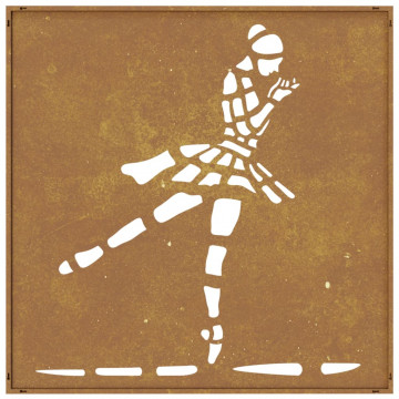 Decor perete de grădină 55x55 cm design balerină oțel Corten - Img 8