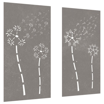 Decor perete grădină 2 buc. 105x55 cm design flori oțel Corten - Img 3