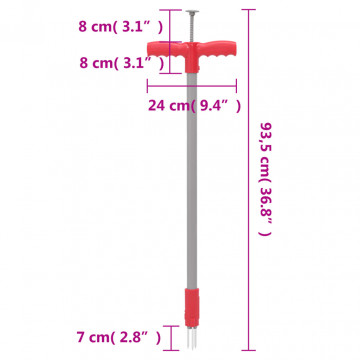 Dispozitiv de eliminat buruieni, roșu și gri, 93,5 cm, oțel - Img 4