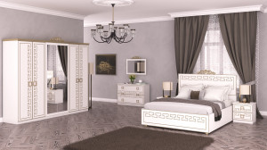 Dormitor olimp bianco, dulap 261 cm, pat 160 x 200, 2 noptiere, comoda - Img 2