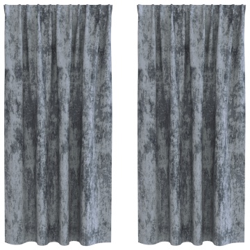 Draperii din catifea 2 buc cu buzunar pentru baghetă Argintiu 175x140 cm - Img 2