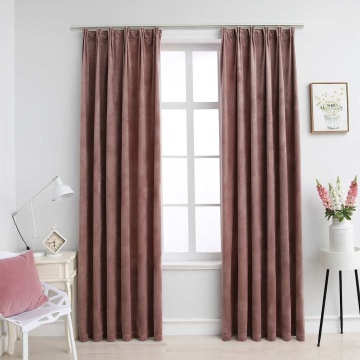 Draperii opace 2 buc. roz antichizat 140x175 cm catifea cârlige - Img 1
