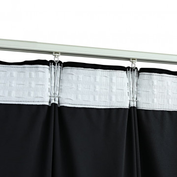 Draperii opace cu cârlige, 2 buc., negru, 140x175 cm, catifea - Img 4