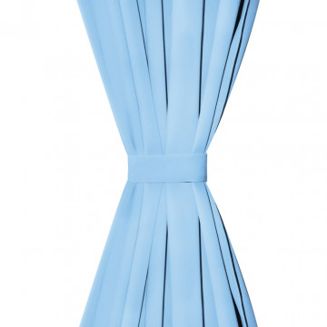 Draperii opace cu ocheți metalici, 2 buc, 135 x 175 cm, turcoaz - Img 3