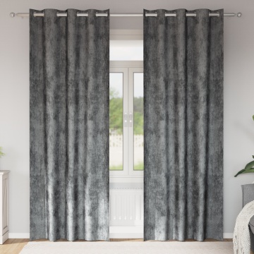 Drapeuri din Velur 2 buc cu Gromete Gri 245x140 cm - Img 1