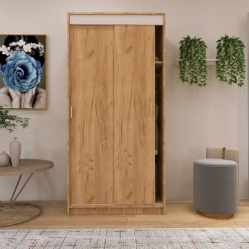 Dressing Barcelona, 200x100x50 cm, Culoare Stejar Auriu din pal de 18 mm - Img 3