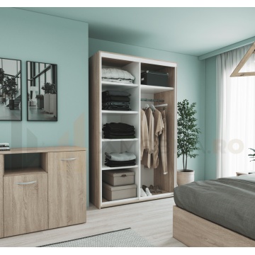 Dressing cu 2 Usi Glisante Sonoma, H200x120x60cm, bara de Umerase si 5 Polite de Depozitare Pal 18 mm - Img 2