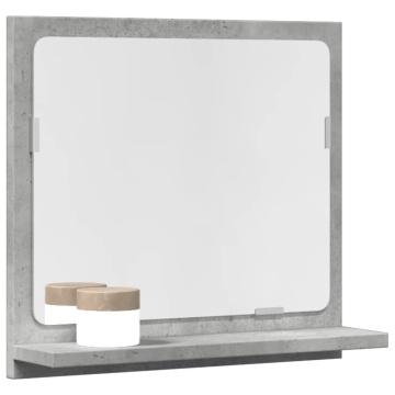Dulap baie cu oglindă, gri beton, 40x11x37 cm, lemn prelucrat - Img 1