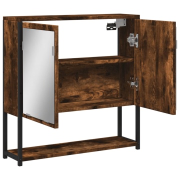 Dulap baie cu oglindă stejar fumuriu 60x16x60 cm lemn compozit - Img 5