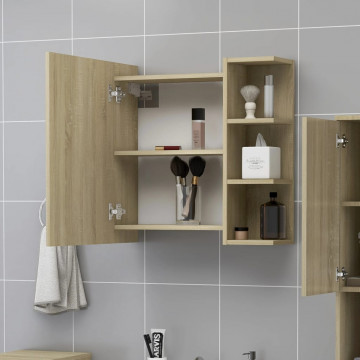 Dulap baie cu oglindă, stejar Sonoma, 62,5x20,5x64 cm PAL - Img 3