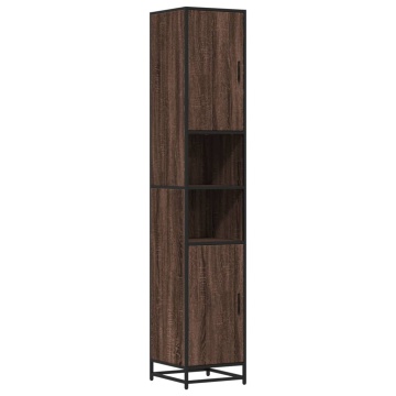 Dulap baie, stejar maro, 35x37,5x188,5 cm, lemn prelucrat/metal - Img 2