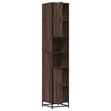 Dulap baie, stejar maro, 35x37,5x188,5 cm, lemn prelucrat/metal - Img 7