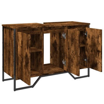 Dulap chiuvetă baie, stejar fumuriu, 91x35x60 cm lemn prelucrat - Img 7