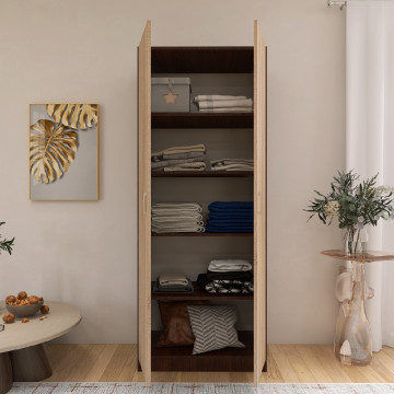 Dulap cu 2 Usi si 4 Rafturi de Depozitare, 200x80x40 cm, Culoare Wnge cu Sonoma din Pal de 18mm - Img 3