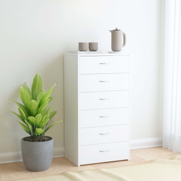 Dulap cu 6 sertare, alb, 50x34x96 cm, lemn prelucrat - Img 1