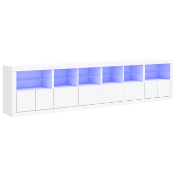 Dulap cu lumini LED, alb, 283x37x67 cm - Img 2