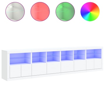 Dulap cu lumini LED, alb, 283x37x67 cm - Img 8