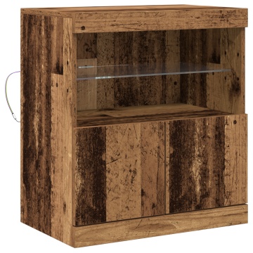 Dulap cu lumini LED, lemn vechi, 60x37x67 cm - Img 2