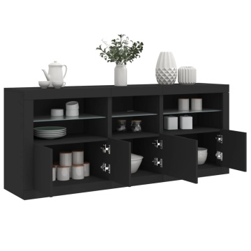 Dulap cu lumini LED, negru, 162x37x67 cm - Img 4