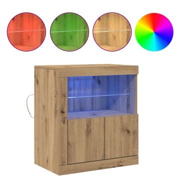 Dulap cu lumini LED Stejar Artisan 60,5x37x67 cm - Img 4
