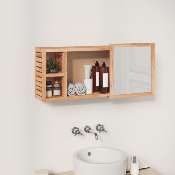 Dulap cu oglindă, 80x17x34 cm, lemn masiv de nuc - Img 3