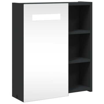 Dulap cu oglindă de baie cu LED, negru, 45x13x52 cm - Img 2