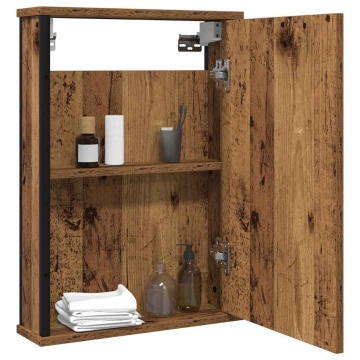 Dulap cu oglindă de baie lemn vechi 42x12x60 cm lemn prelucrat - Img 3