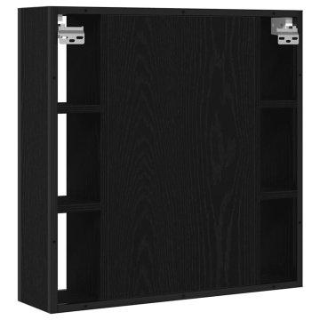 Dulap cu oglindă de baie stejar negru 60x16x60cm lemn prelucrat - Img 5