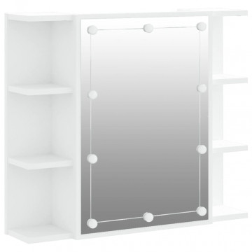 Dulap cu oglindă și LED, alb, 70x16,5x60 cm - Img 2