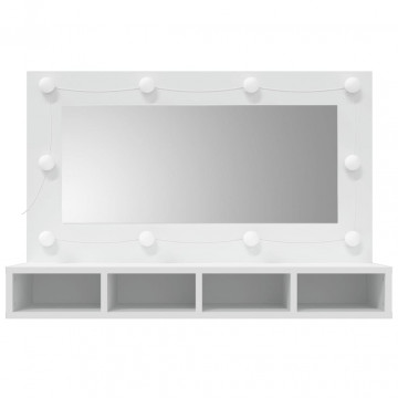 Dulap cu oglindă și LED, alb, 90x31,5x62 cm - Img 4