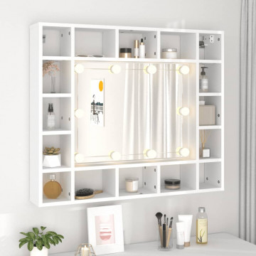 Dulap cu oglindă și LED, alb, 91x15x76,5 cm - Img 4