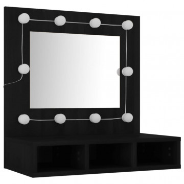 Dulap cu oglindă și LED, negru, 60x31,5x62 cm - Img 5
