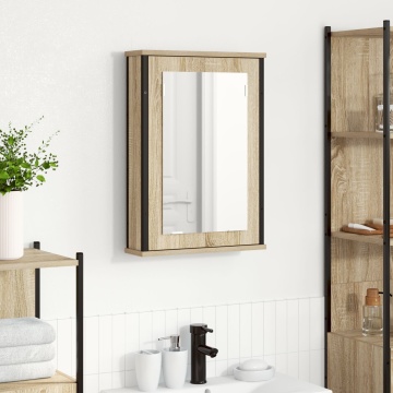 Dulap cu oglindă Stejar natural Placă de lemn, sticlă, metal Mediu - Img 4
