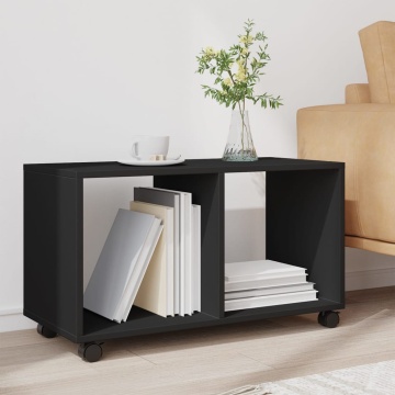 Dulap cu roți, negru, 72x33x42,5 cm, lemn prelucrat - Img 3