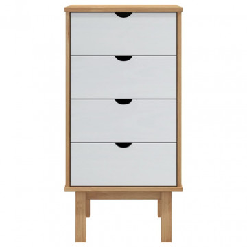Dulap cu sertar "OTTA", maro/alb, 45x39x90 cm, lemn masiv pin - Img 3