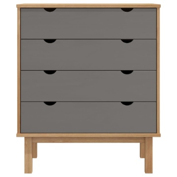 Dulap cu sertar OTTA, maro/gri, 76,5x39,5x90 cm, lemn masiv pin - Img 3