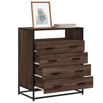 Dulap cu sertar, stejar maro, 70x41x83,5 cm, lemn prelucrat - Img 1
