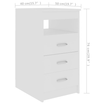 Dulap cu sertare, alb, 40x50x76 cm, lemn compozit - Img 5