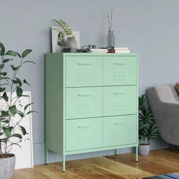 Dulap cu sertare, verde mentă, 80x35x101,5 cm, oțel - Img 1