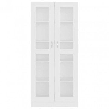 Dulap cu vitrină, alb, 82,5 x 30,5 x 185,5 cm, PAL - Img 5